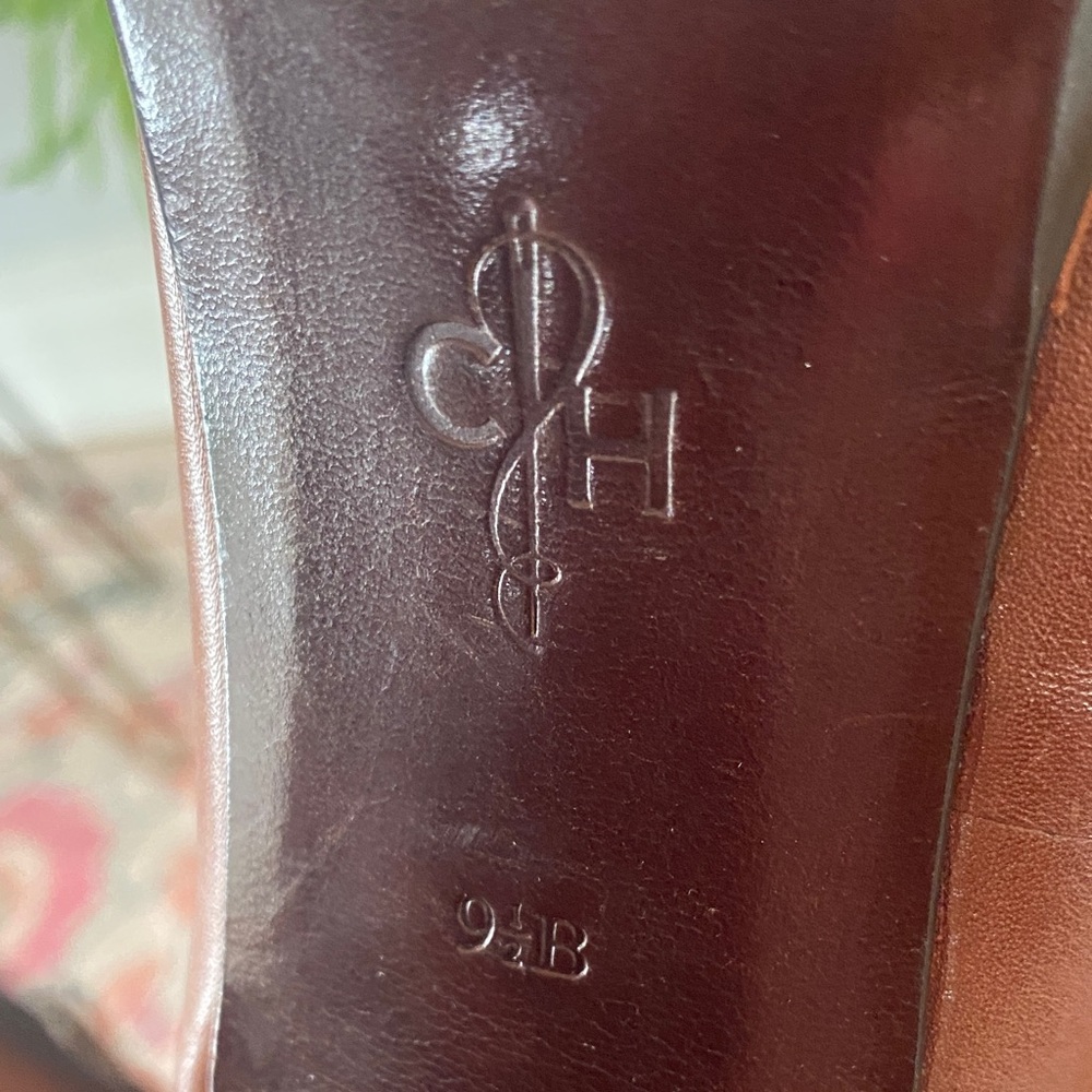 Cole Haan Women's Cognac Brown Leather Round-Toe Heels - Picture 6 of 12